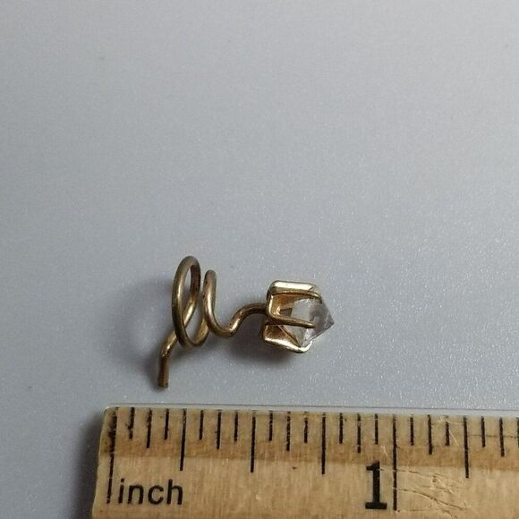 Antique Gold Tone Glass Rhinestone Spiral Dress Shirt Button Stud Vintage Estate - Picture 5 of 7